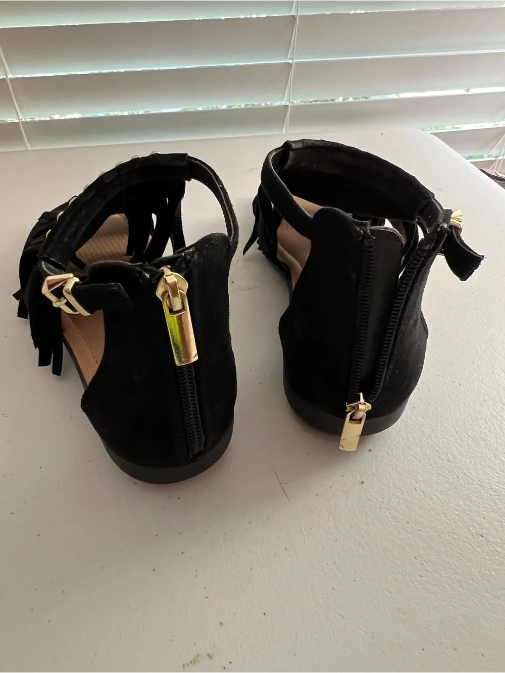 Black Fringe Studded Women's Sandals by ComfortView